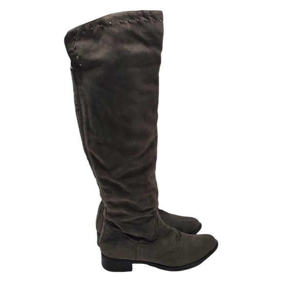 Lime Light Joaquin Faux Suede Studded Knee High Tall Gray Riding Boots Size 9 - Picture 1 of 12